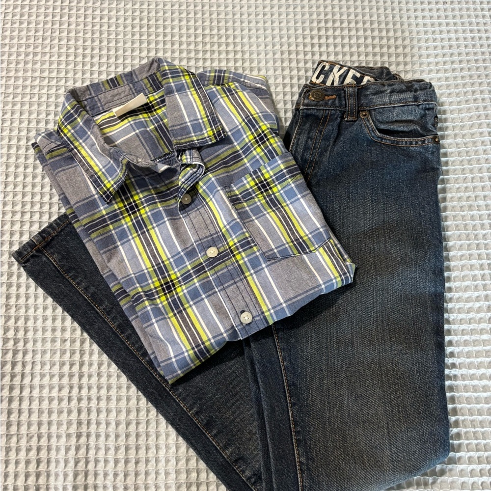Crazy 8 Back to School Bundle Plaid Shirt & Jeans